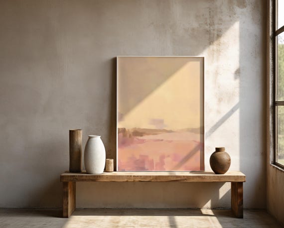Blush Desert Framed Wall Art | Minimal Pink Landscape | Modern Desert Print