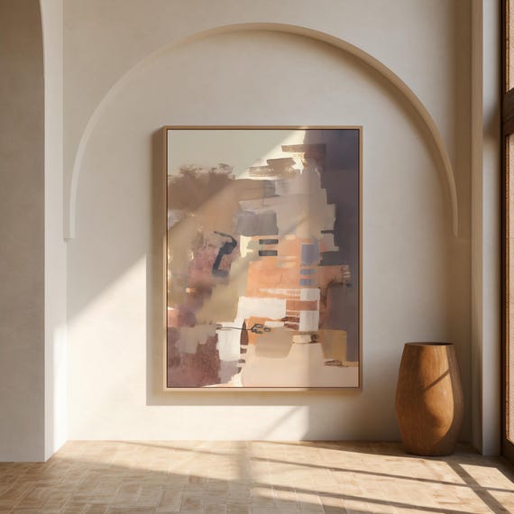 Terracotta Abstract Print | Earthy Organic Modern Wall Art – Canvas or Framed Canvas