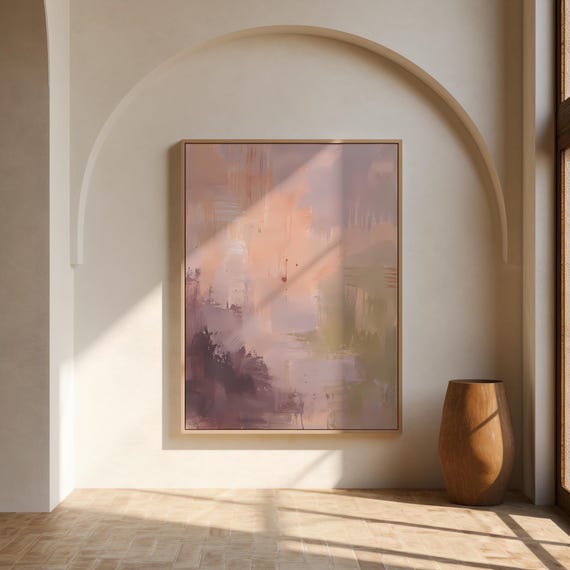 Abstract Expressionist Wall Art | Soft Color Field – Framed Canvas Print