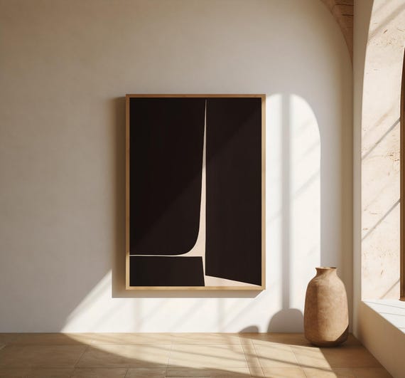 Dark Brown Abstract Wall Art | Warm Earth Minimal | Fine Art Poster