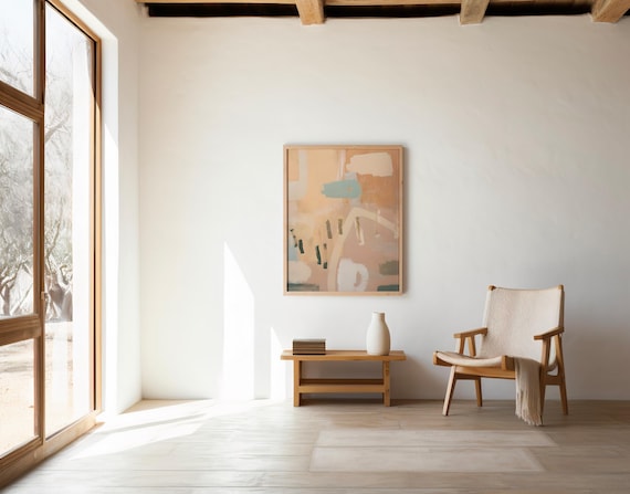 Peach & Neutral Abstract Wall Art – Digital Download