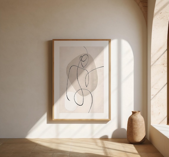 Beige Minimalist Line Wall Art | Fine Art Poster