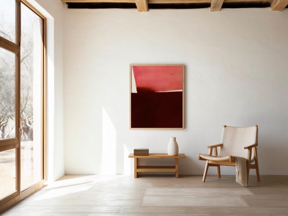 Digital Download: Red & Maroon Abstract · Modern Minimal Wall Art