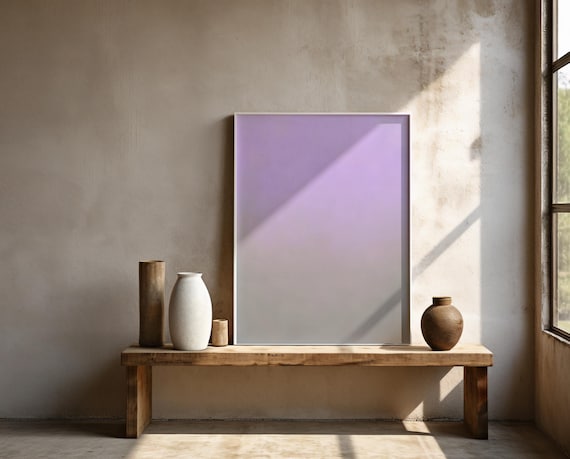Soft Lilac to Warm Gray Gradient Abstract Wall Art – Framed Poster