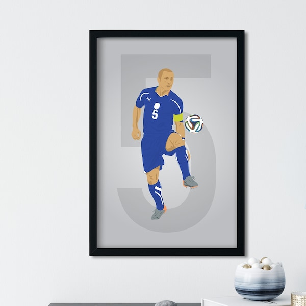 Fabio Cannavaro, Italy Italian, Soccer Player Print, Seria A Juventus, Napoli Inter Milan, Forward Midfilder, Football Print, Football Gift