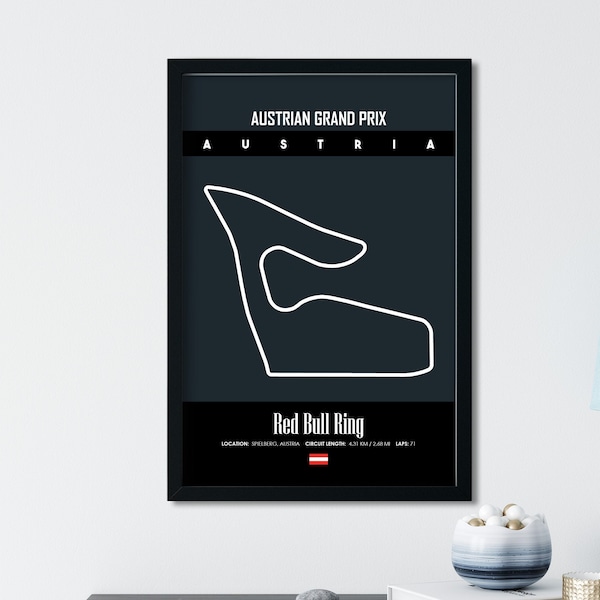 Red Bull Ring, Grand Prix de Styrie, Affiche de Formule 1, Carte du circuit d’Autriche, Affiche de décor de garage, Moto GP Spa F1, Fan de cadeaux de sport, Formule 1