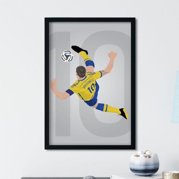 Zlatan Ibrahimović, Soccer Poster, Sweden Footballer, Premier League, England Soccer, LA Galaxy AC Milan, Barcelona Ajax, Football Print