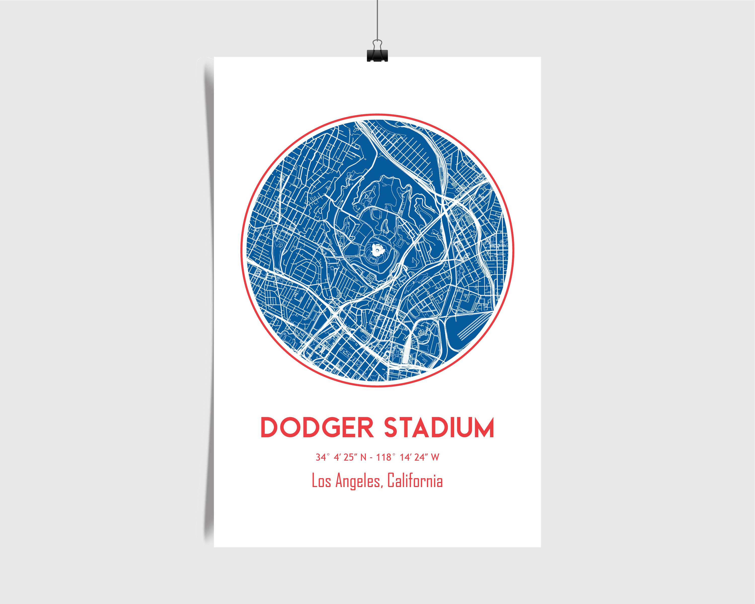 Dodger Stadium Los Angeles Dodgers MLB Stadium Map Baseball 