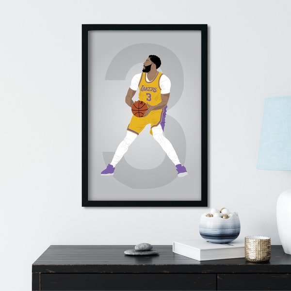 Anthony Davis Print, NBA Basketball, Los Angeles Lakers, Staples Center, Petit attaquant, Illustration sportive, Art sportif moderne