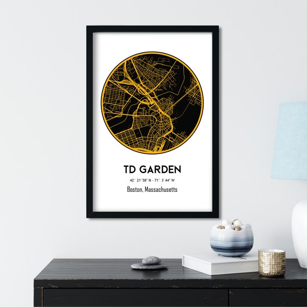 TD Garden, Boston Bruins, NHL Stadium Map, Ice Hockey Art, Boston City Map, Man Cave Decor, Massachusetts Gift, Bruins Poster, Boston Map