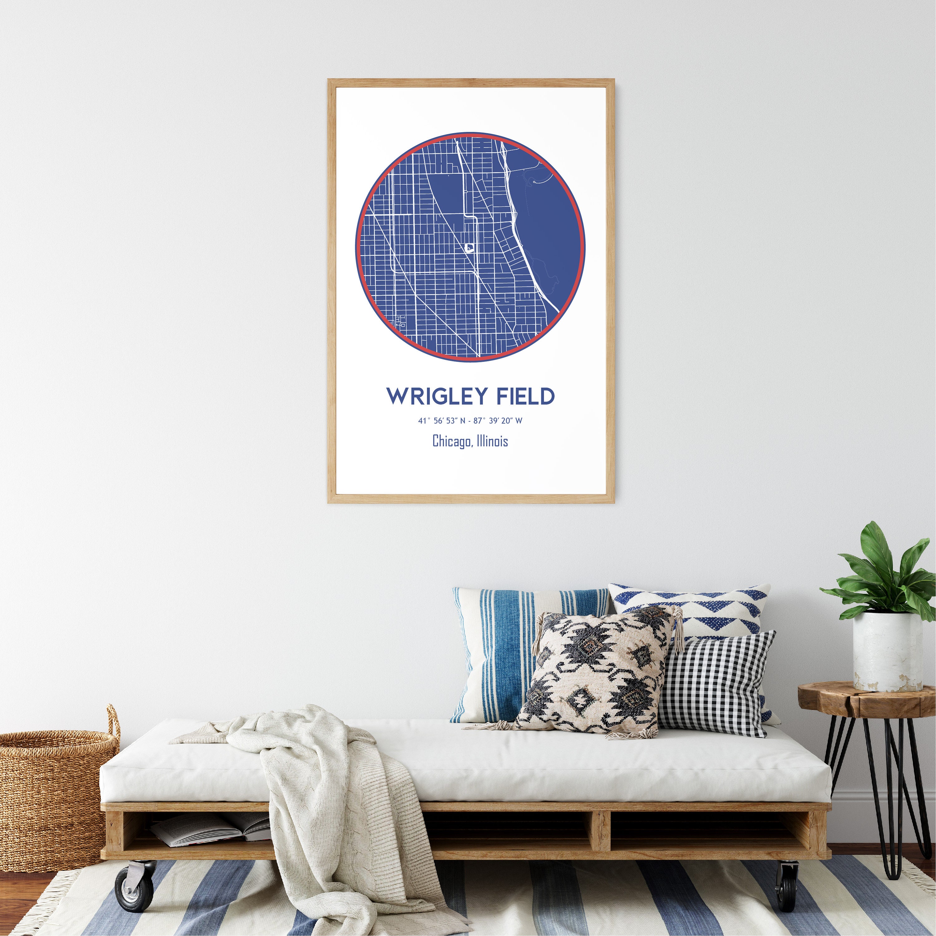 Chicago Cubs Wrigley Field Map Cubs Baseball Chicago Cubs Etsy