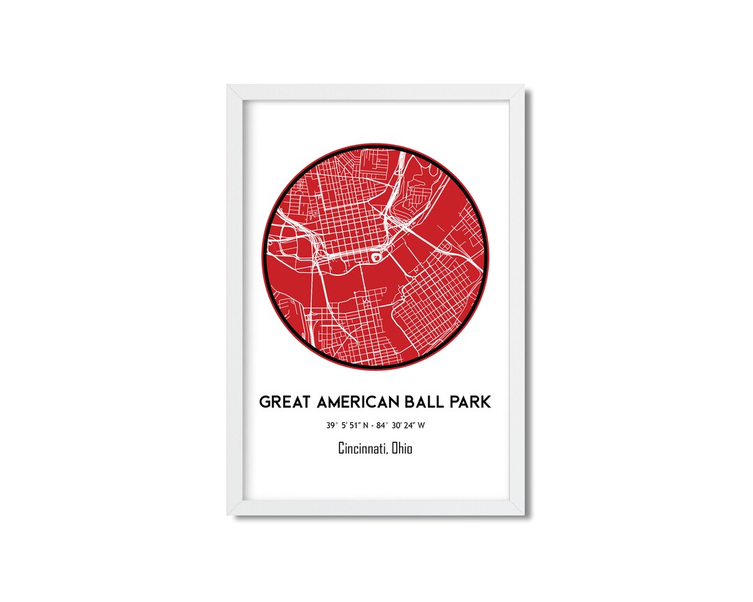 Cincinnati Reds, Baseball Poster, Great American Map, Stadium Print ...