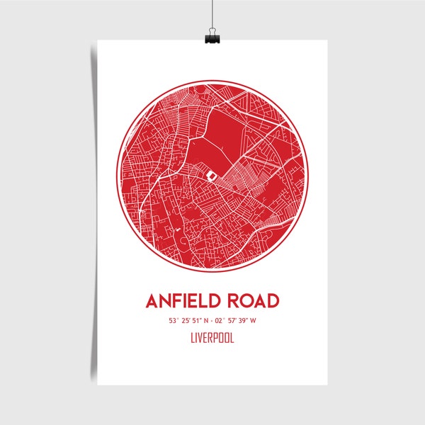 Liverpool FC, Liverpool Print, Anfield Stadium Map, Football Poster, Office Wall Art, Soccer Poster, Husband Gift, Boyfriend Gift, Soccer