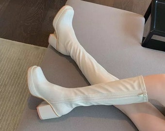 70s white platform boots