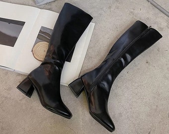 70's Knee High Boots - Black