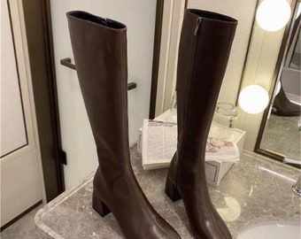 90's Knee High Boots - Brown