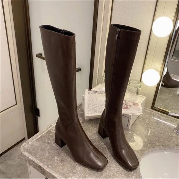 90's Knee High Boots - Brown