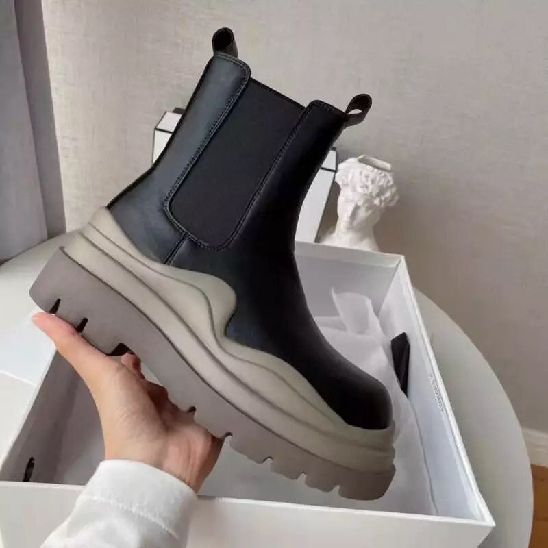 chunky black platform ankle boots
