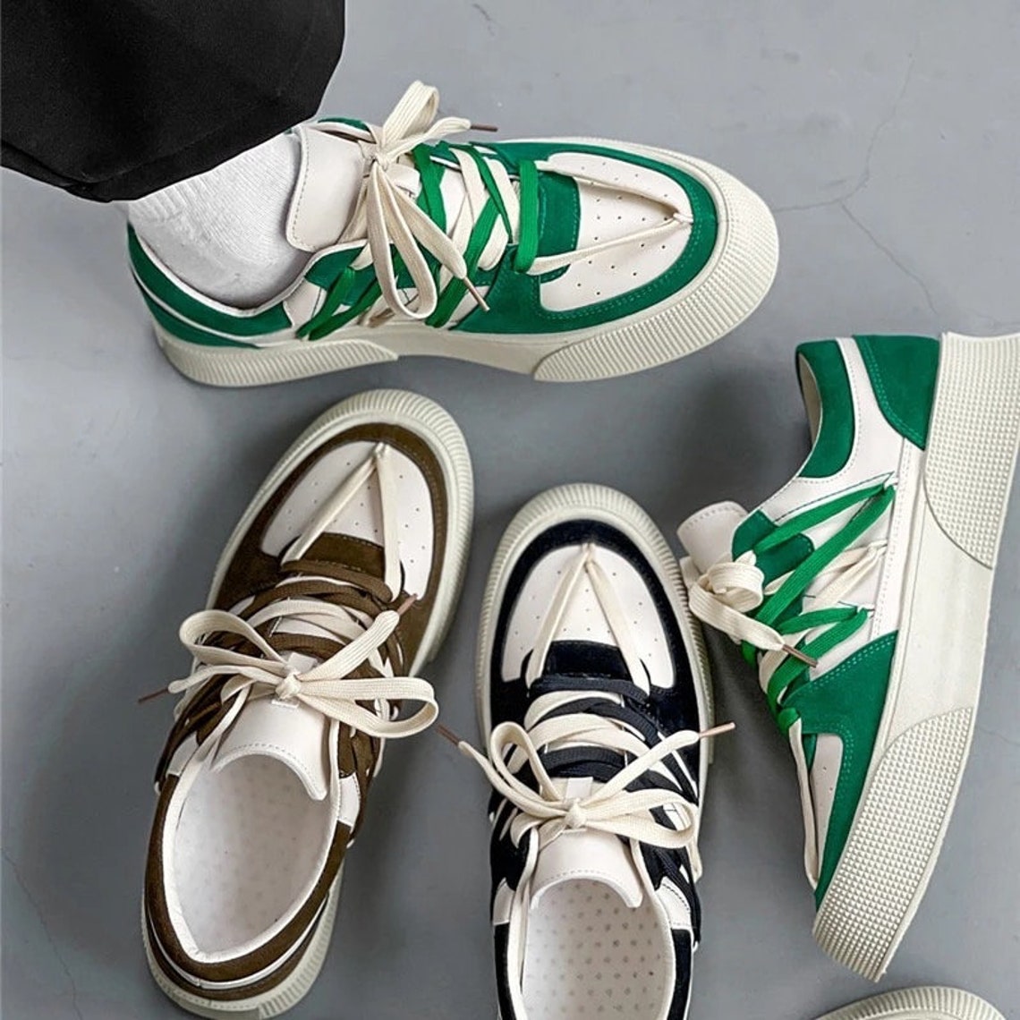 two color sneakers