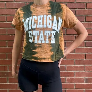 Women&#39;s Michigan State Acid Wash Cropped T-Shirt | Michigan State Apparel | Michigan State Tie-Dye Crop Top