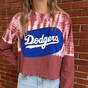 LA Dodgers Tie Dye Long Sleeve Cropped Shirt | Unisex LA Dodgers Shirt | Dodgers Apparel | Custom Dodgers Shirt