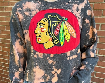 Bluza Chicago Blackhawks Acid Wash | Odzież Blackhawks | Koszulka damska Blackhawks | Kibic Blackhawks Hockey