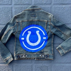 Colt&#39;s Denim Jacket | Women&#39;s Colts Jacket | Colts Gear | NFL Denim Jacket | Custom NFL Jacket | Custom Colts Jacket | Women&#39;s Denim