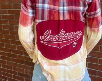 Indiana Universität Dip Dye Flanell | Frauen Indiana Shirt | Frauen Hoodies Shirt | uni Flanell | Personalisiertes College Shirt