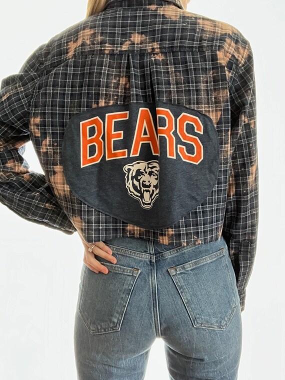 Chicago Bears Acid Wash Cropped Flannel 
