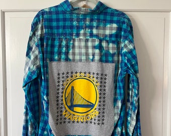 Golden State Warriors Acid Wash Flannel Shirt | Golden State Warriors Apparel | Warriors Basketball Top