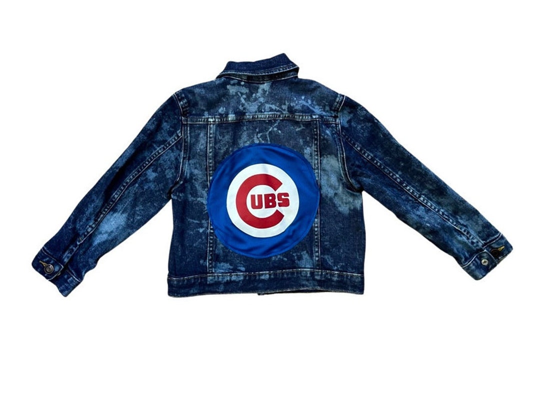 Kids Chicago Cubs Acid Wash Denim Jacket Kids Cubs Jean 
