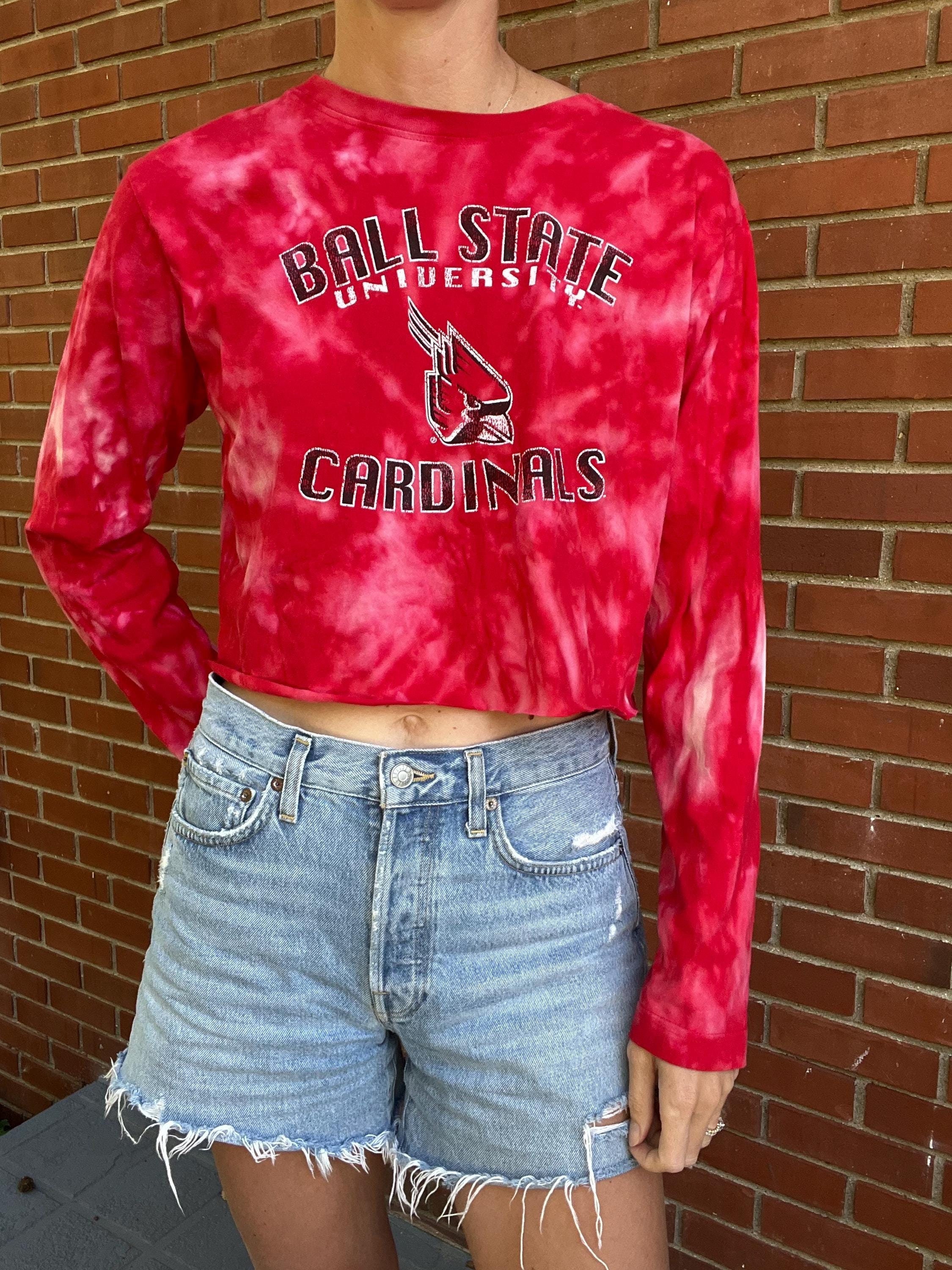 Camisa de manga larga corta con lavado ácido Ball State para mujer