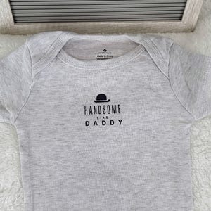 Handsome Like Daddy Baby Onesie: Gray Cotton Bodysuit, 6 Month