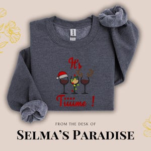 Personalisiertes gesticktes Wein-Design-Sweatshirt, Weihnachtssweatshirt mit Rundhalsausschnitt, Unisex-Langarm-Sweatshirt, festliches Trendy-Sweatshirt