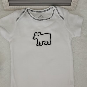 Bear Design Onesie, White Baby Boy Bodysuit, 6 Month Baby Boy Onesie, Trendy Infant Baby Romper, Stylish Onesie Baby Shower Gift