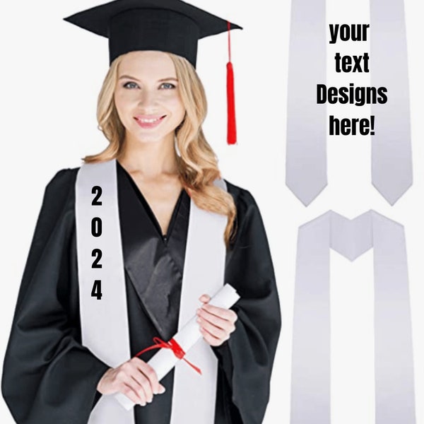 Graduation Stoles/Sash, Custom Stole, Your Text Design Sash, Graduation Gift, Graduation Ceremonies, Unisex Stole, Unisex Sash