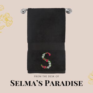 Custom Flower Initial Design, Elegant floral embroidery, Custom Embroidered Hand Towels, Personalized Unique Hand Towel, Floral Monogrammed