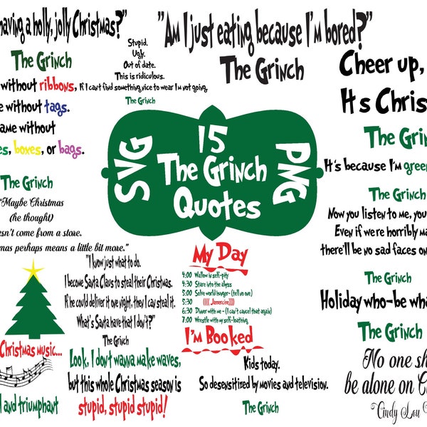 Il Grinch Quotes SVG PNG citazioni grinch, grinch svg, grinch png, il grinch svg, il grinch che ha rubato il natale in formato svg, whoville svg,