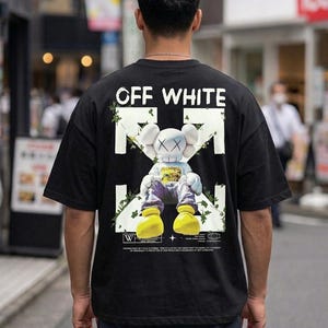Schweres Gewicht Drop Schulter Grafik T-Shirt Off White 260 G/M Unisex Tee