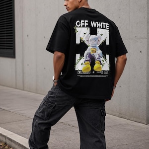Heavy Weight Drop Shoulder Graphic T Shirt Off White 260 GSM Unisex Tee