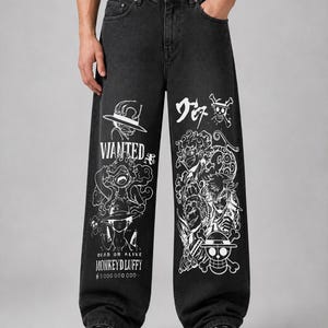 One Piece Anime Jeans - Etsy