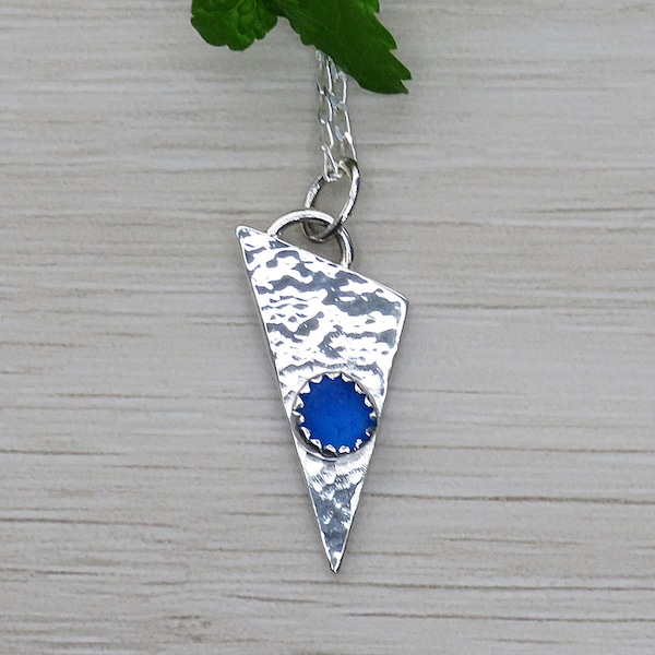 Sea glass pendant, Seaham sea glass, Pendant necklace, Sea glass jewellery, Blu sea glass, Silver pendant, Sea glass necklace, Gift idea