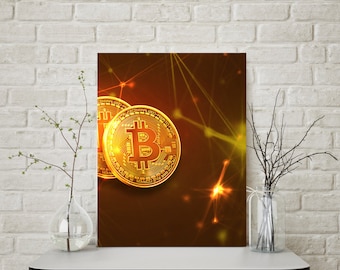 BITCOIN Posters, Printable Wall Art, digital poster set, bitcoin artwork, digital downloadable posters, downloadable poster prints set of 2