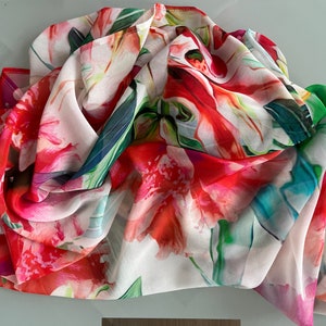 Scarf, Colorful scarf, Silk scarf, Spectacular scarf, Elegant scarf, Accessory scarf, Women&#39;s scarf, Long skarf, Chiffon scarf