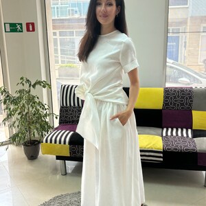 Top and skirt, cropped skirt with top, linen top and skirt, linen set