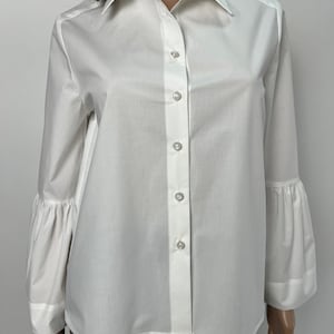 Women's white shirt, Set Sleeve Cotton Blouse, Long Sleeve Blouse, Boho Blouse, Clothes disign, White Shirt, Collared Shirt,