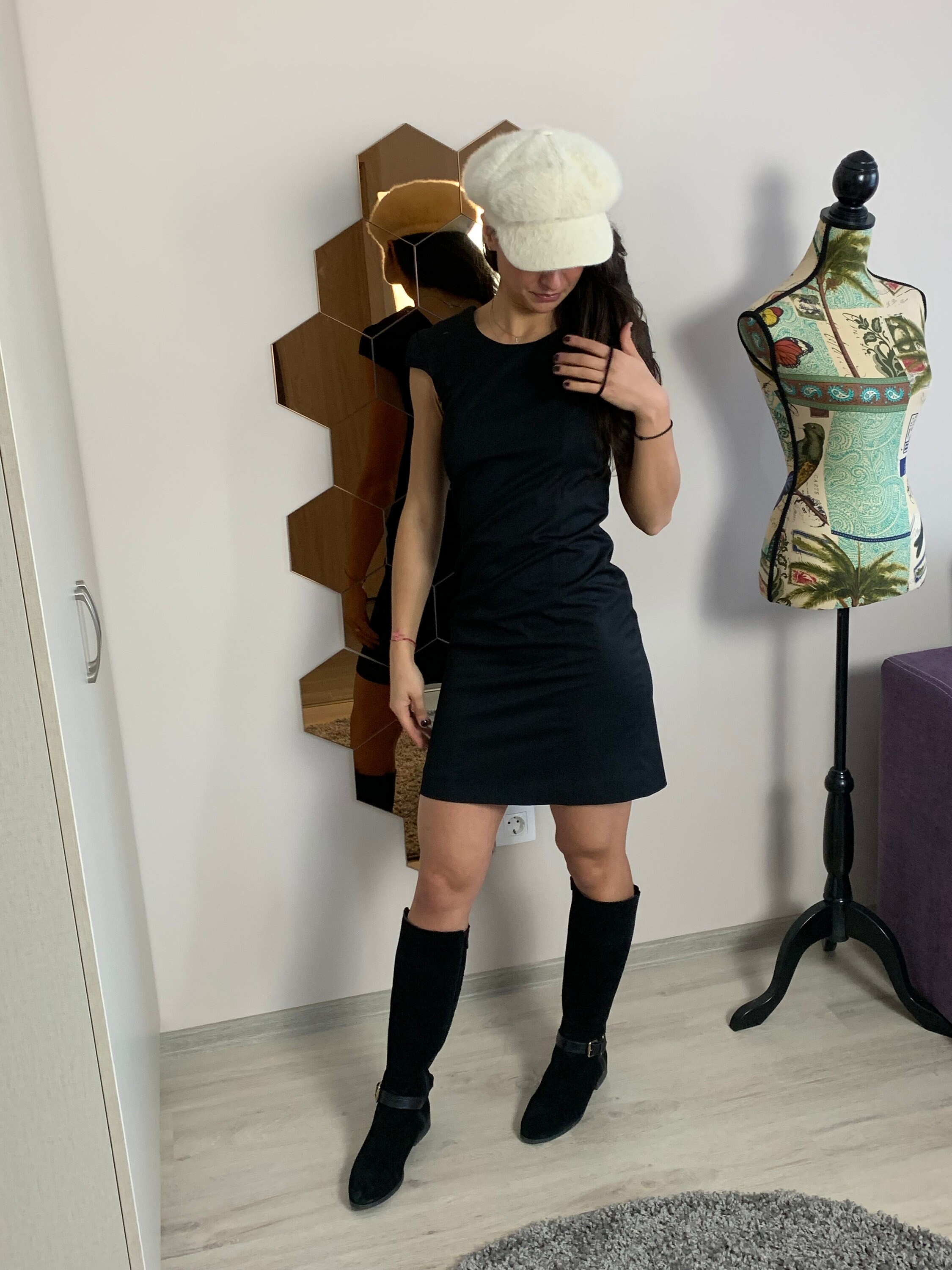 black and white dress store Gracie Mini in Black Lux Velvet 2