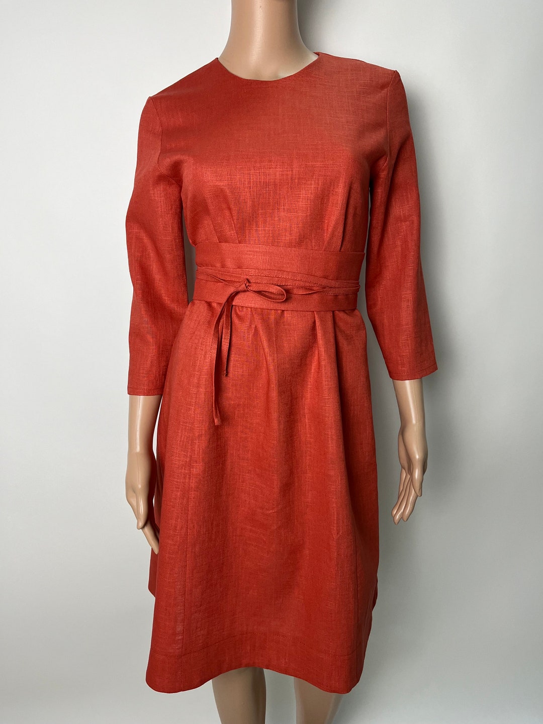 Bryant Orange Swirl Linen Cotton Dress