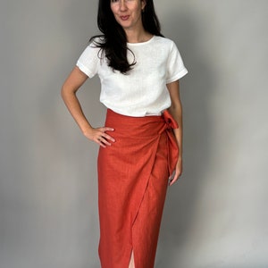 Tie Waist Linen Skirt, Wrap Waist Linen Skirt, Flared Linen Skirt, elegant linen skirt, Linen summer skirt, Clothing Design