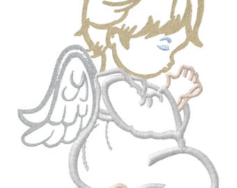 Diseño de bordado de ángel guardián / Archivo de bordado a máquina / Regalo para baby shower / Descarga instantánea